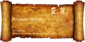 Rozman Milán névjegykártya